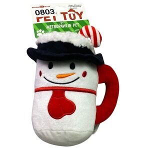 Snowman Dog Toy Plush Squeaker Christmas 6.5" Tall